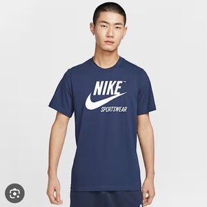 Nike Navy Sportswear Tee with White Logo, Size M, NWT